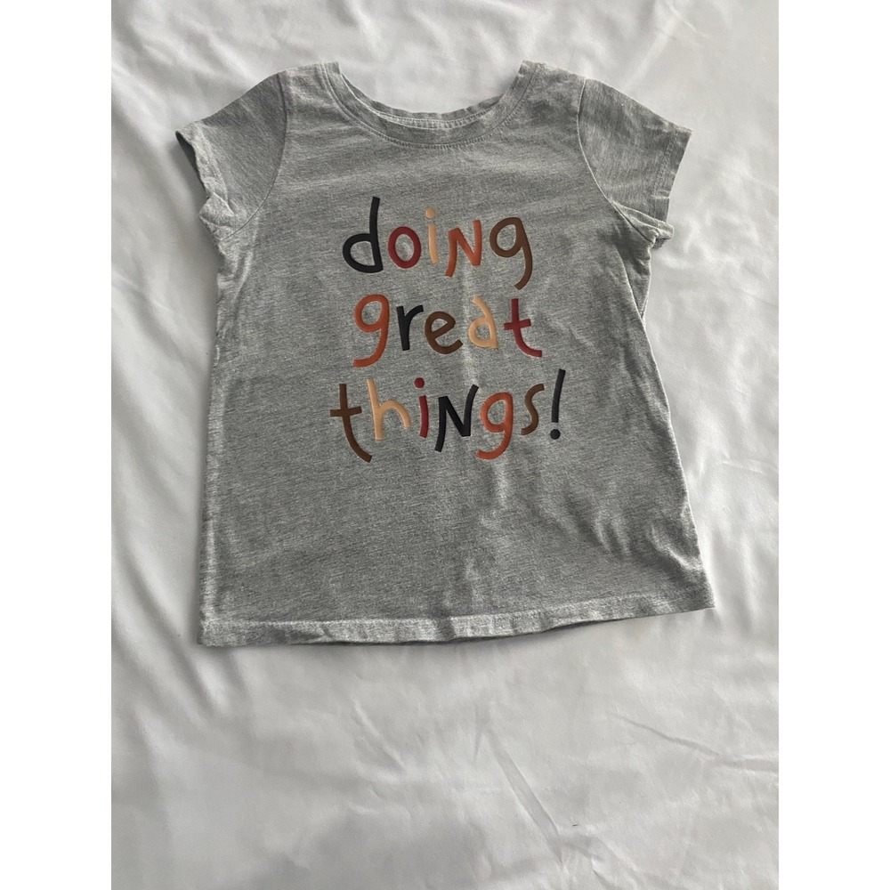 Cat & Jack Girls Graphic Doing Great Things T-Shirt Size 3T Gray Heather